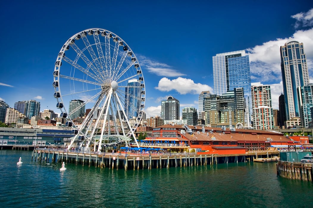 Waterfront of Seattle on a sunny day